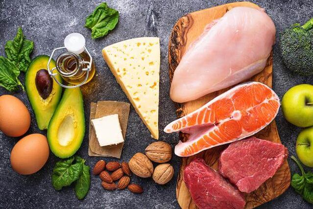The diet of a low-carbohydrate diet consists of products containing animal and vegetable proteins with fats. 